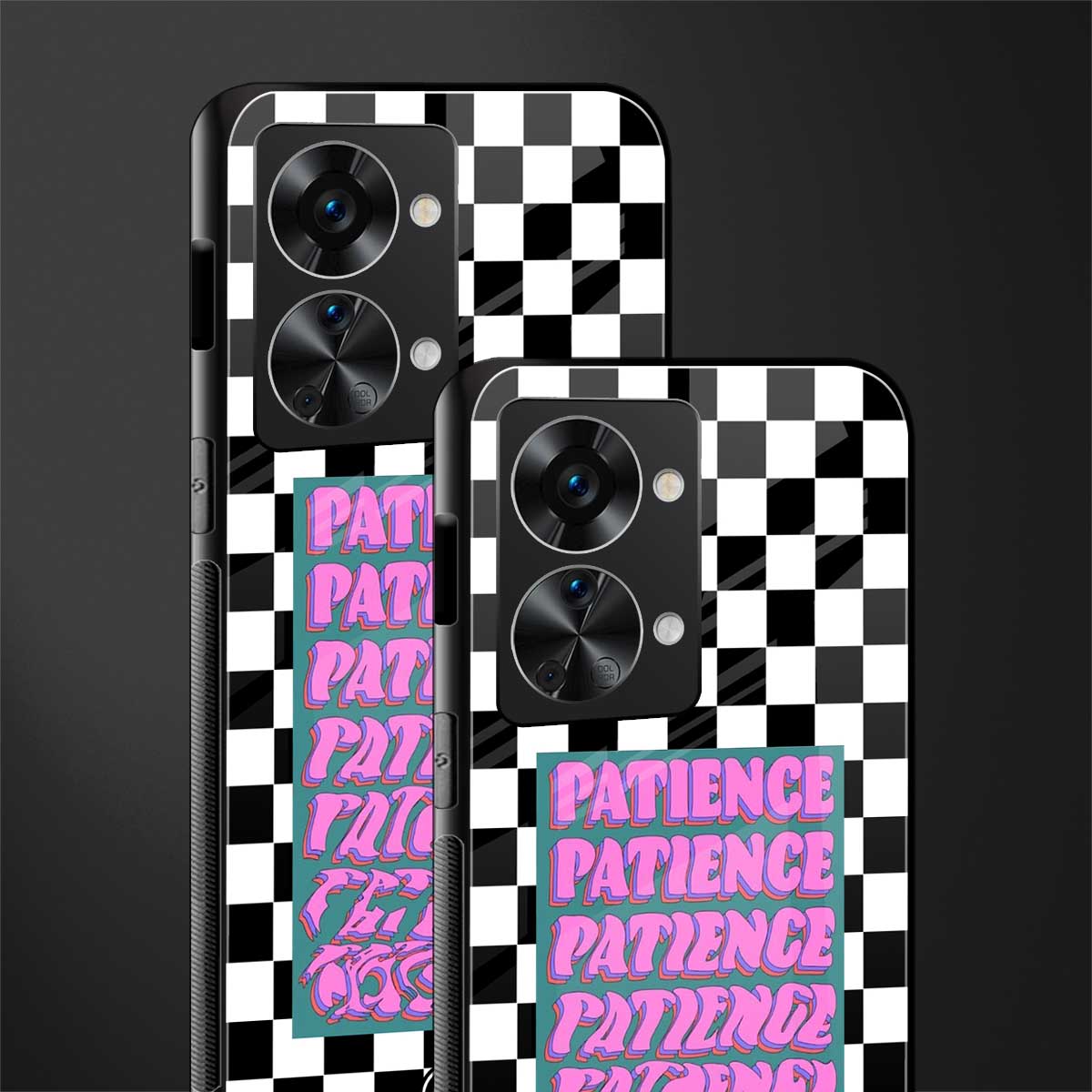 patience checkered glass case for phone case | glass case for oneplus nord 2t 5g