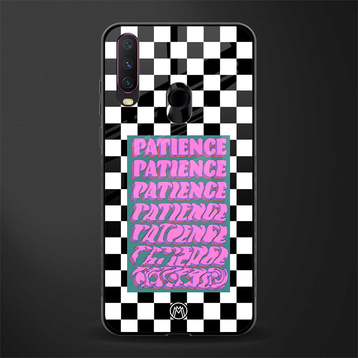 patience checkered glass case for vivo y17 image