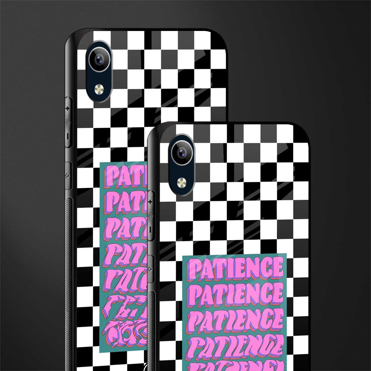 patience checkered glass case for vivo y1s without fingerprint image-2