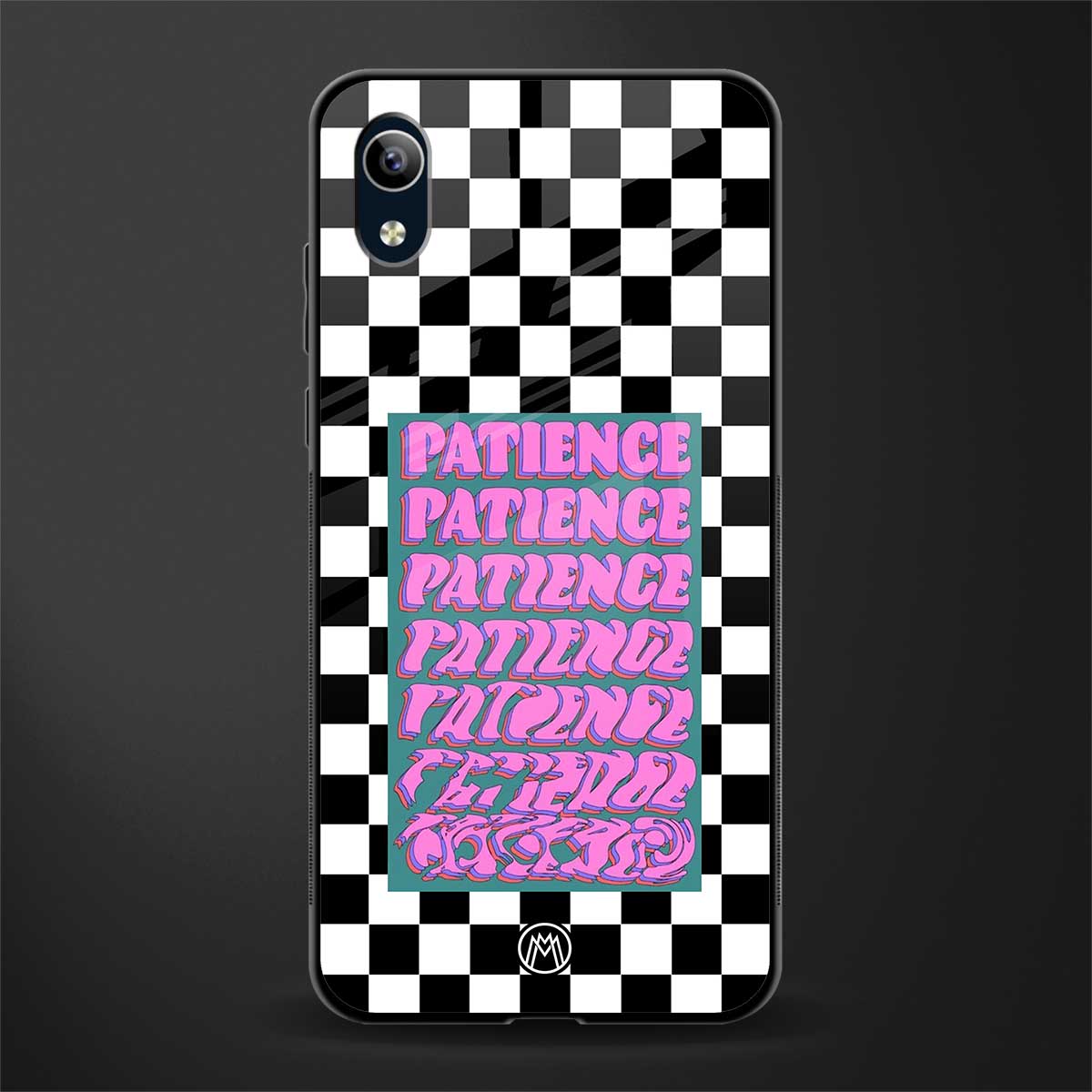 patience checkered glass case for vivo y1s without fingerprint image