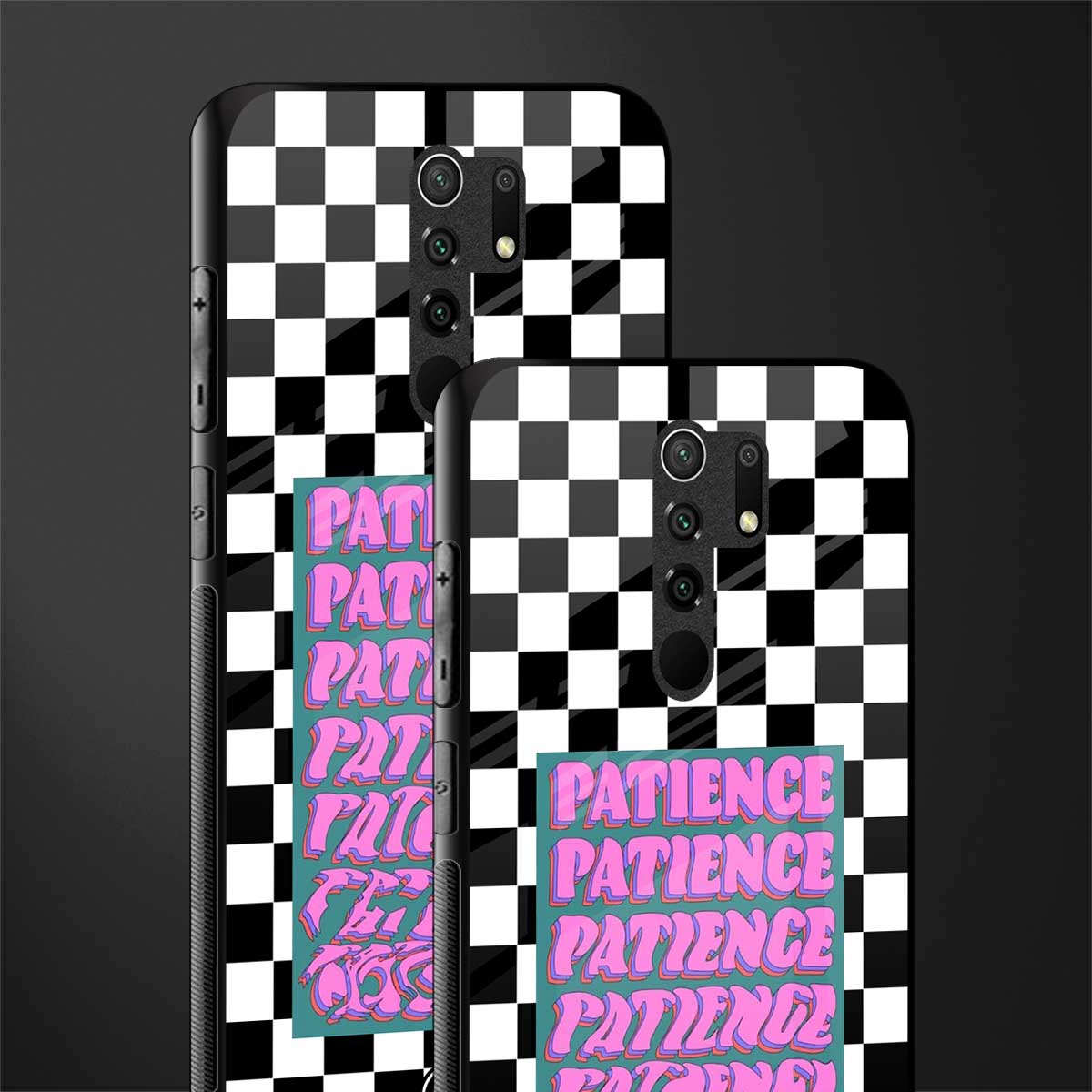 patience checkered glass case for redmi 9 prime image-2