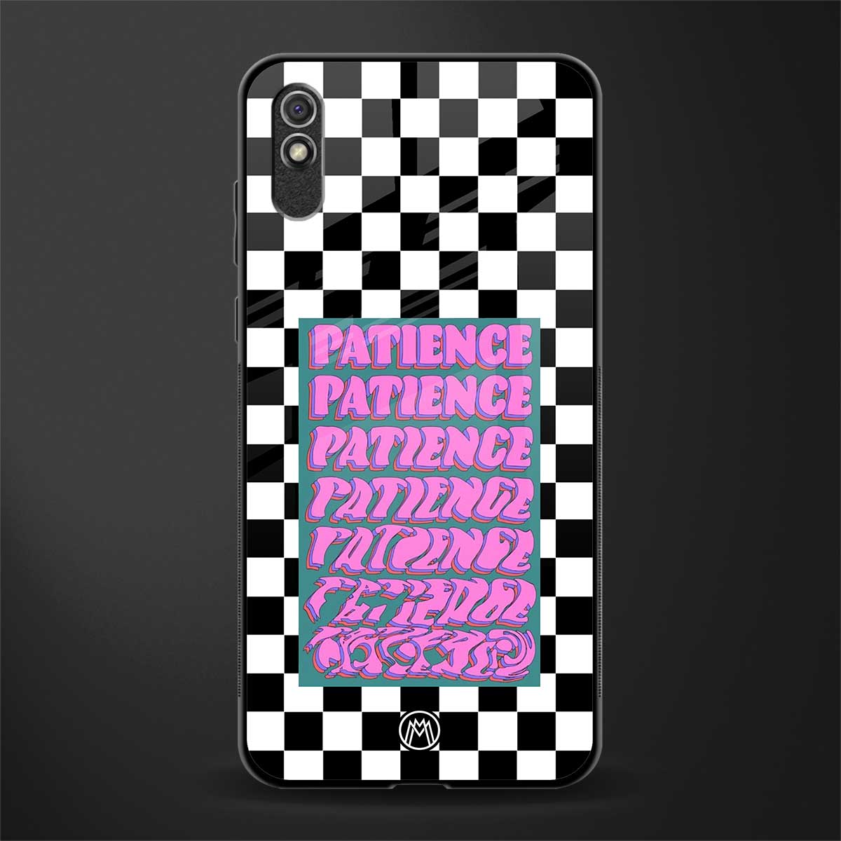 patience checkered glass case for redmi 9a sport image