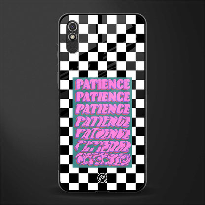 patience checkered glass case for redmi 9a image