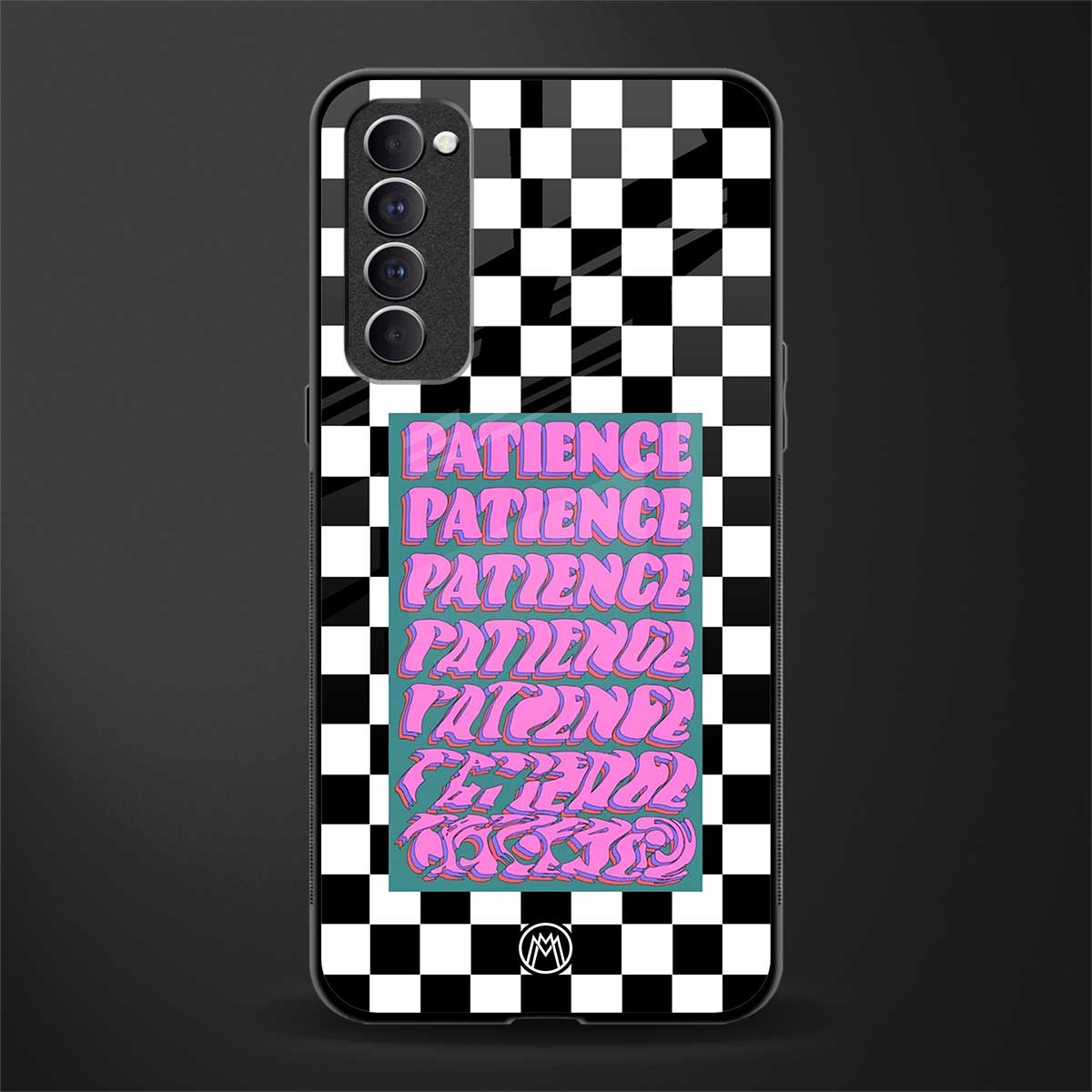 patience checkered glass case for oppo reno 4 pro image