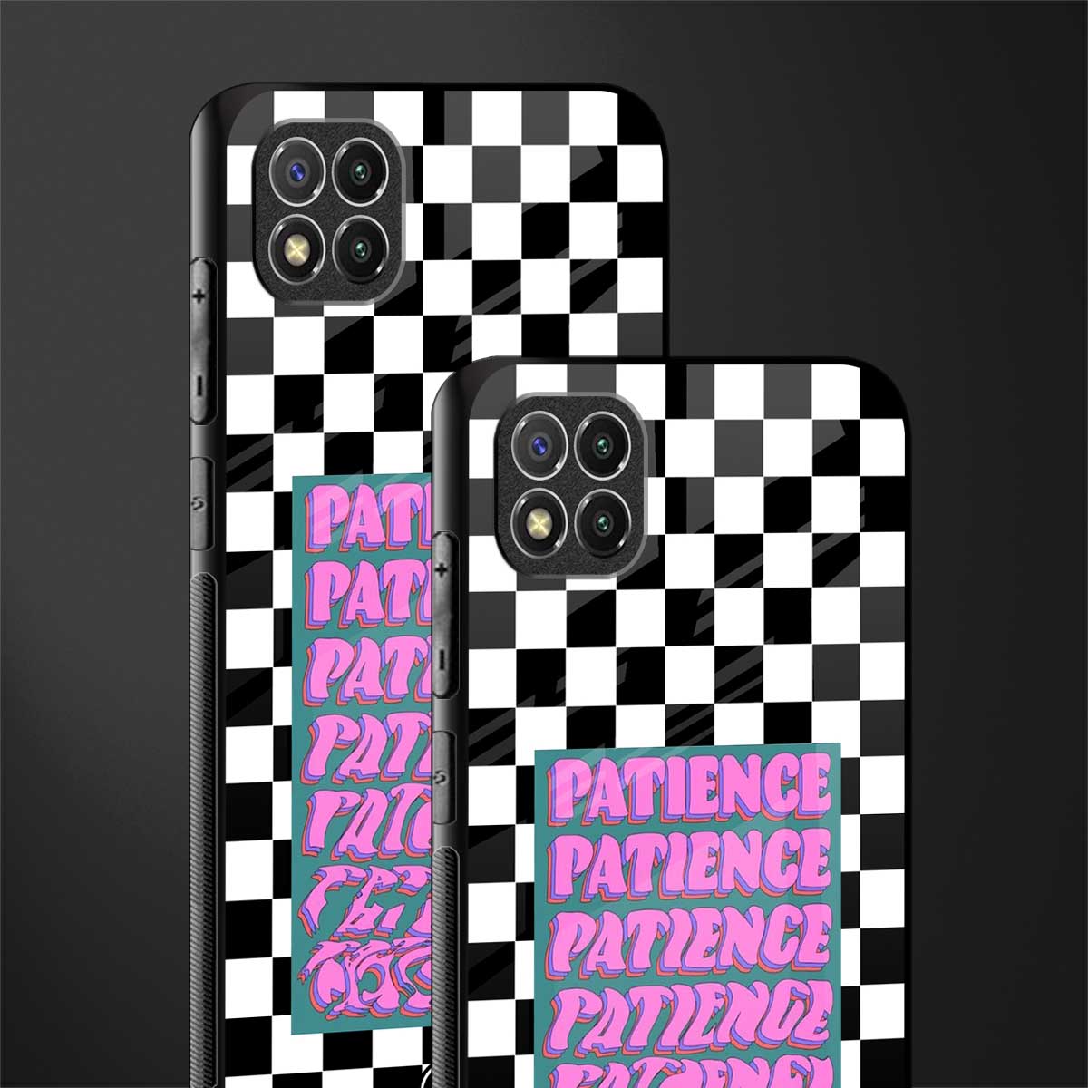 patience checkered glass case for poco c3 image-2