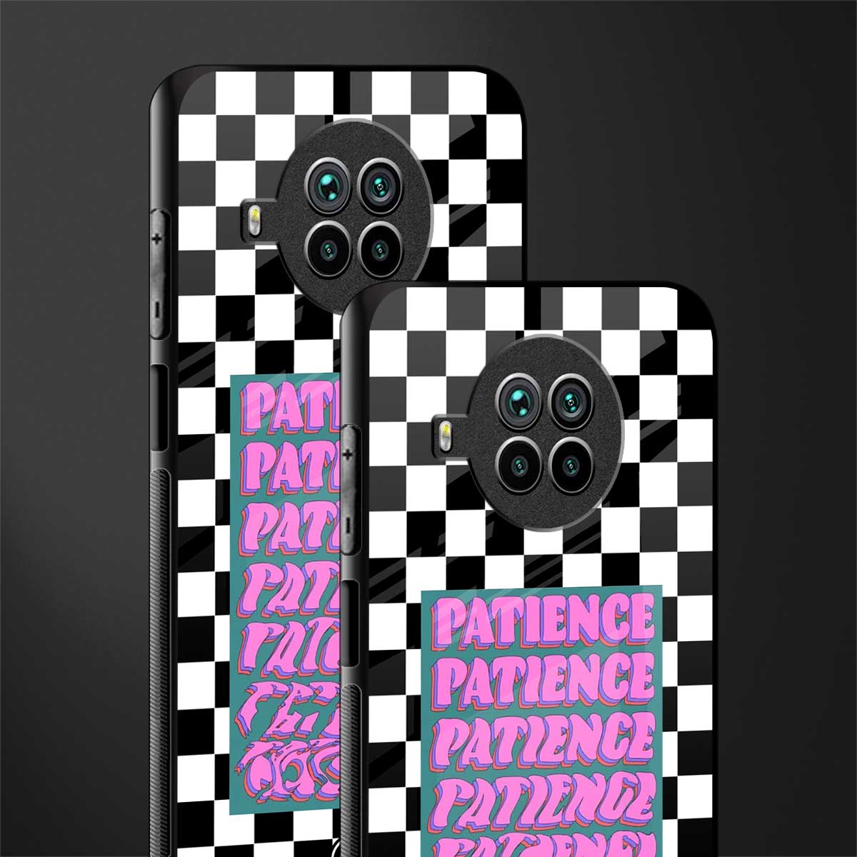 patience checkered glass case for mi 10i image-2