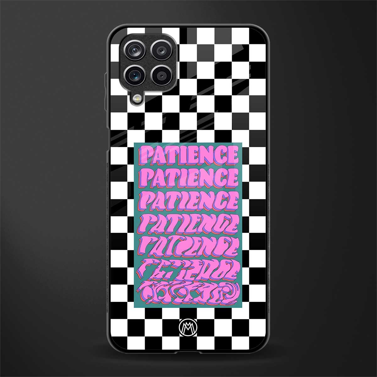 patience checkered glass case for samsung galaxy a12 image