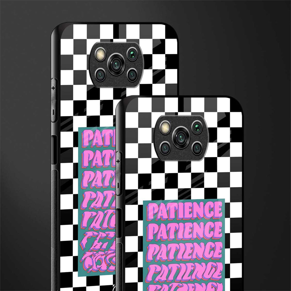 patience checkered glass case for poco x3 pro image-2
