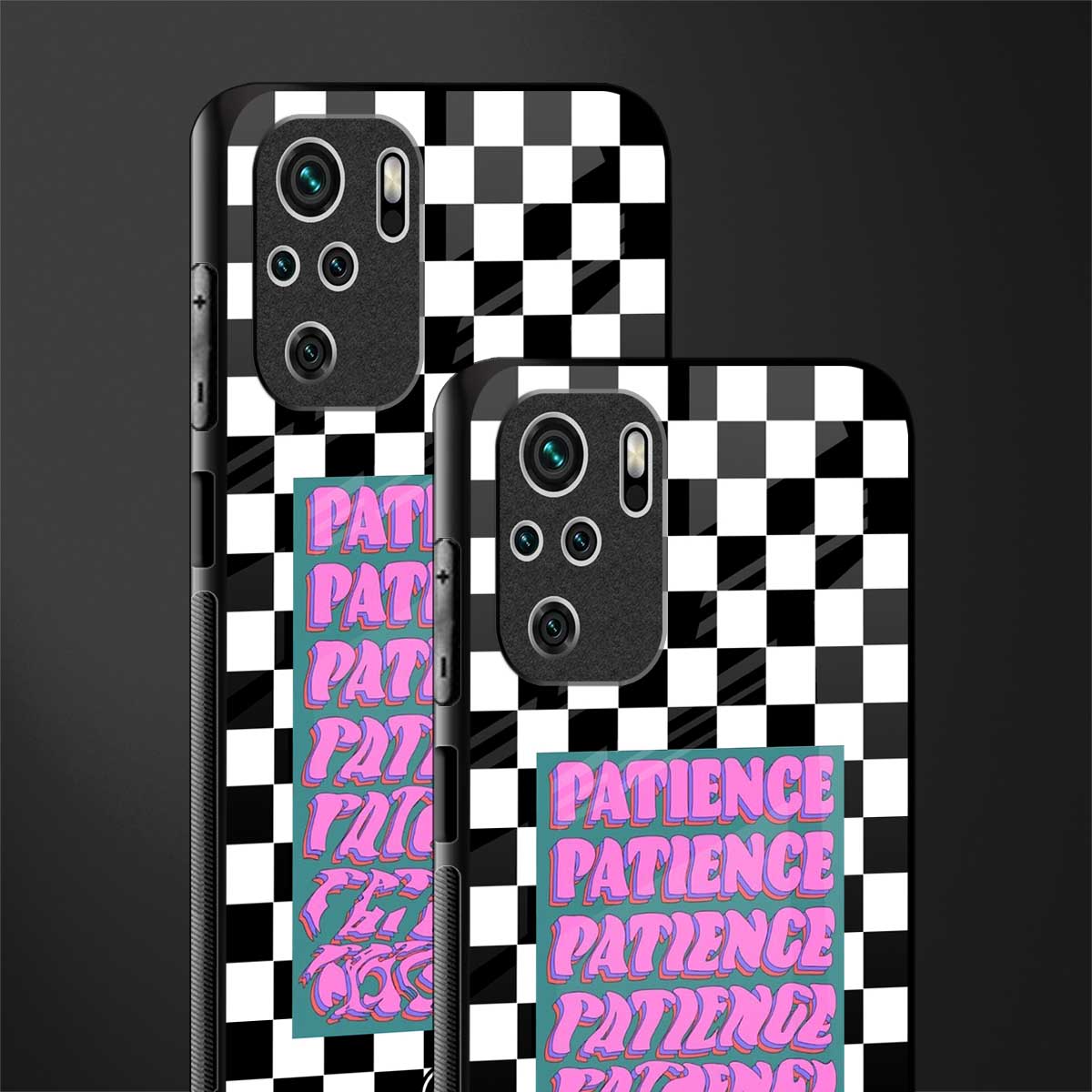 patience checkered glass case for redmi note 10 image-2