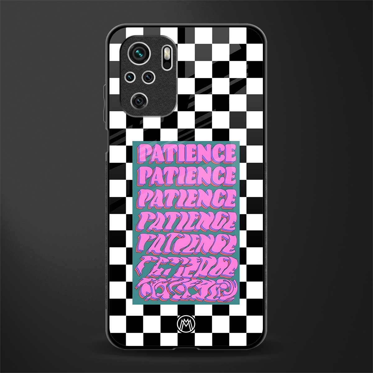 patience checkered glass case for redmi note 10 image