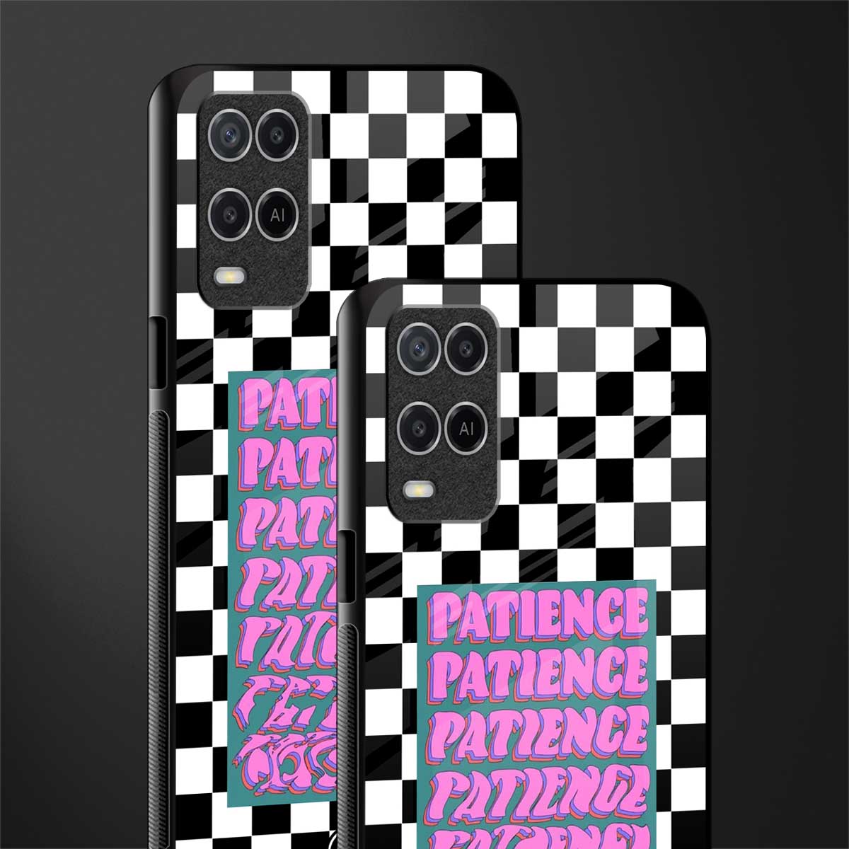 patience checkered glass case for oppo a54 image-2