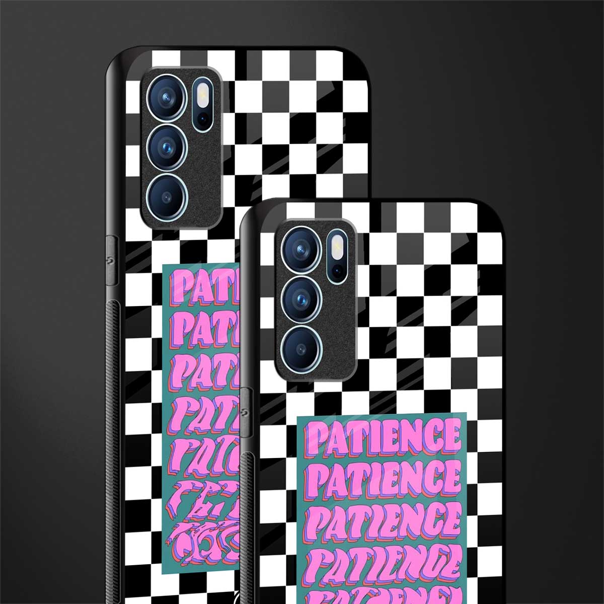 patience checkered glass case for oppo reno6 5g image-2