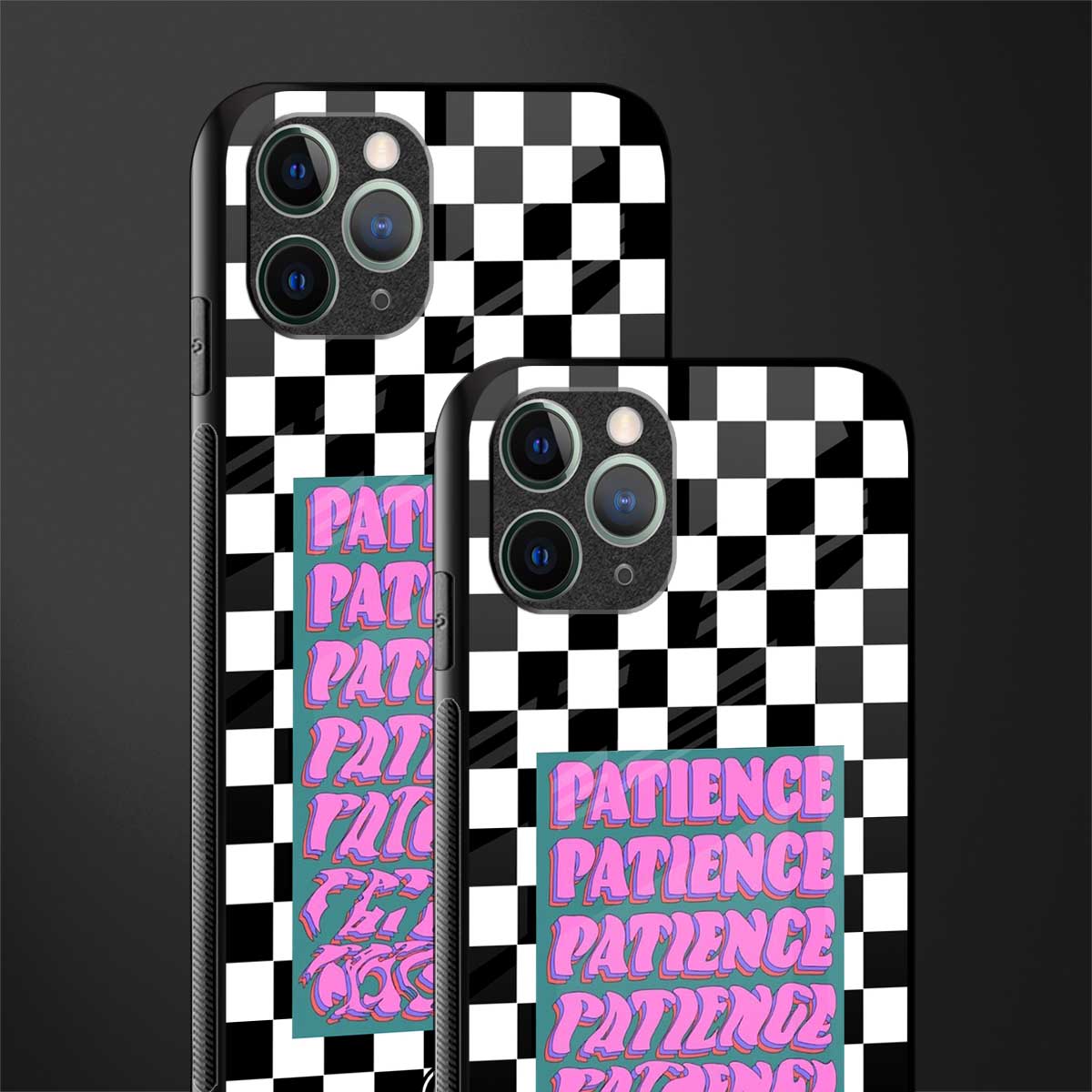patience checkered glass case for iphone 11 pro image-2