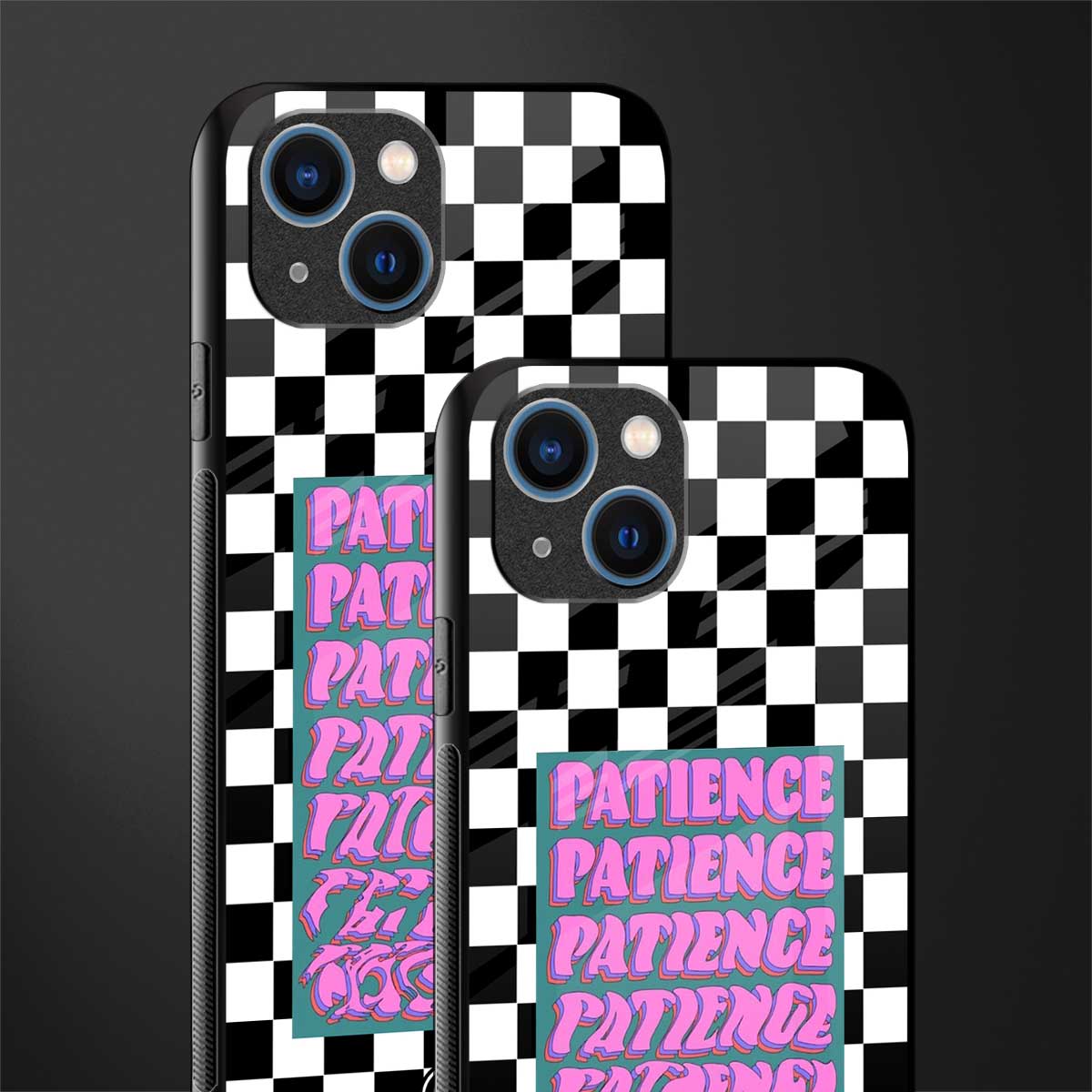 patience checkered glass case for iphone 13 image-2