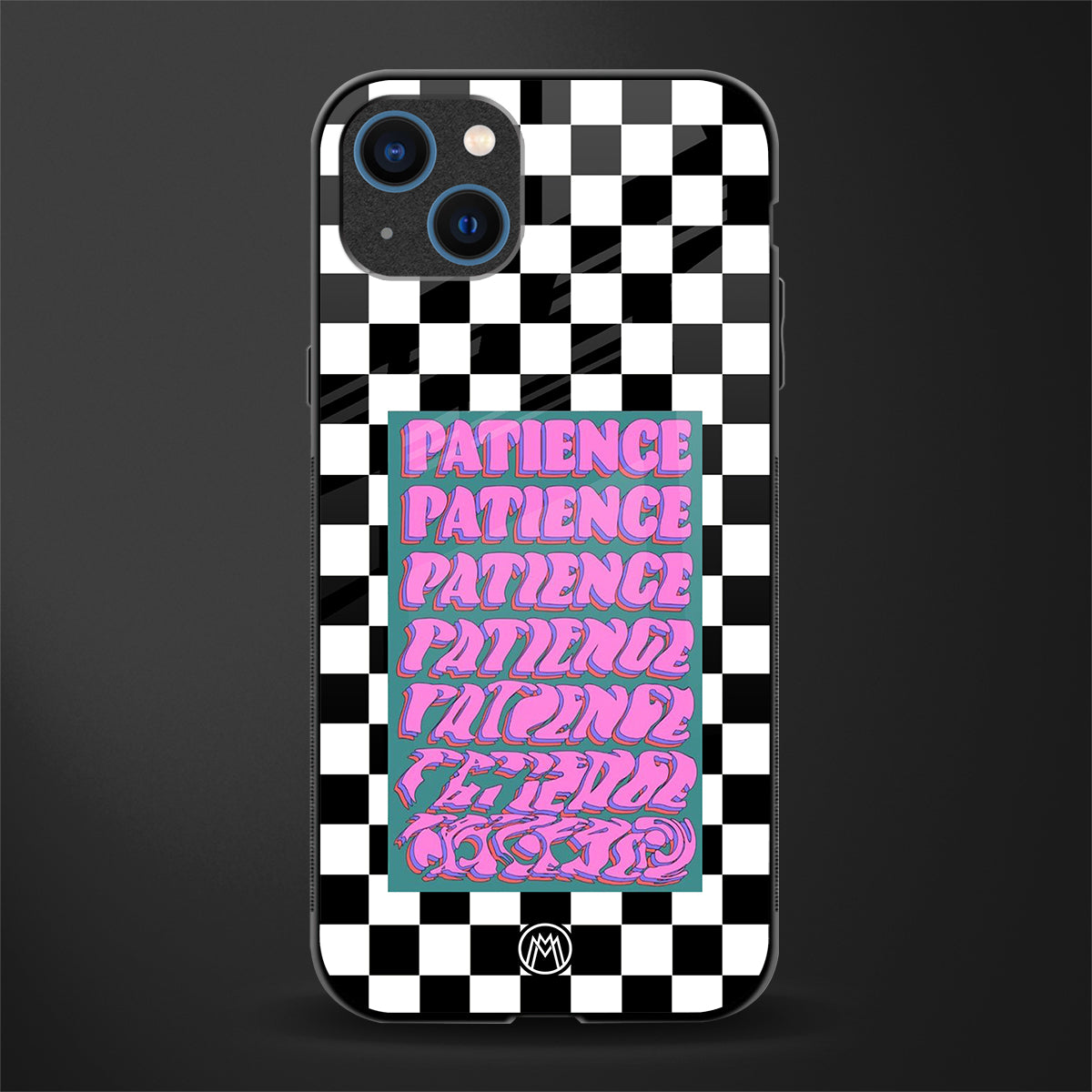 patience checkered glass case for iphone 14 image