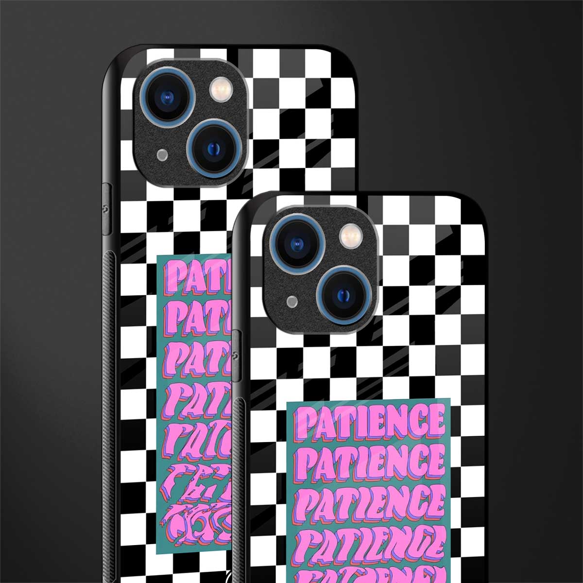 patience checkered glass case for iphone 13 mini image-2