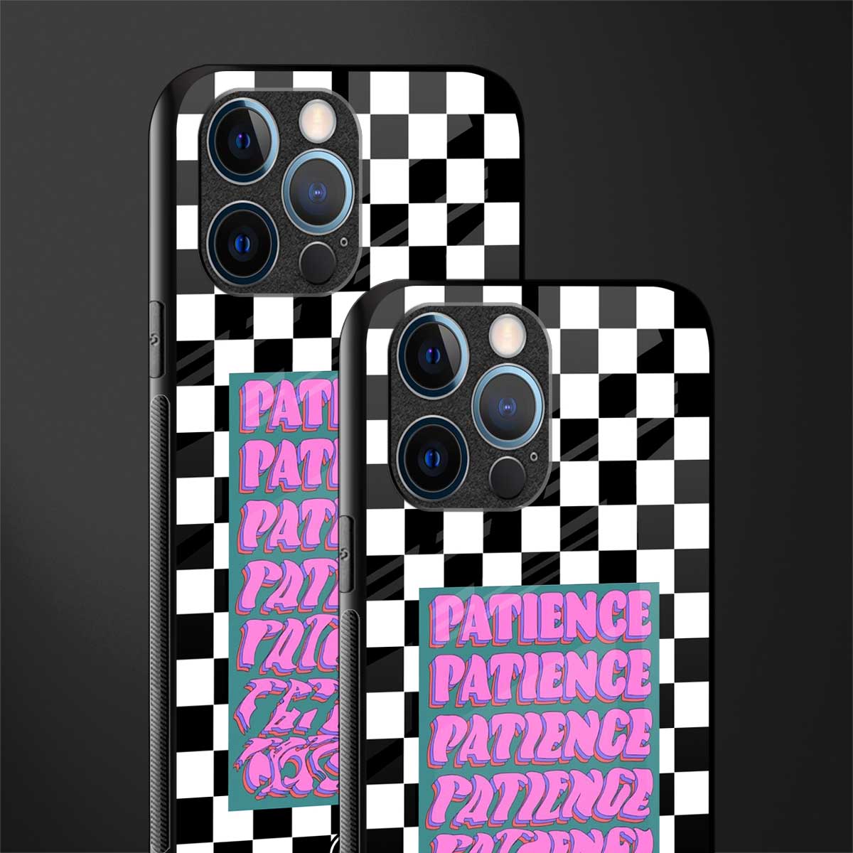 patience checkered glass case for iphone 12 pro image-2