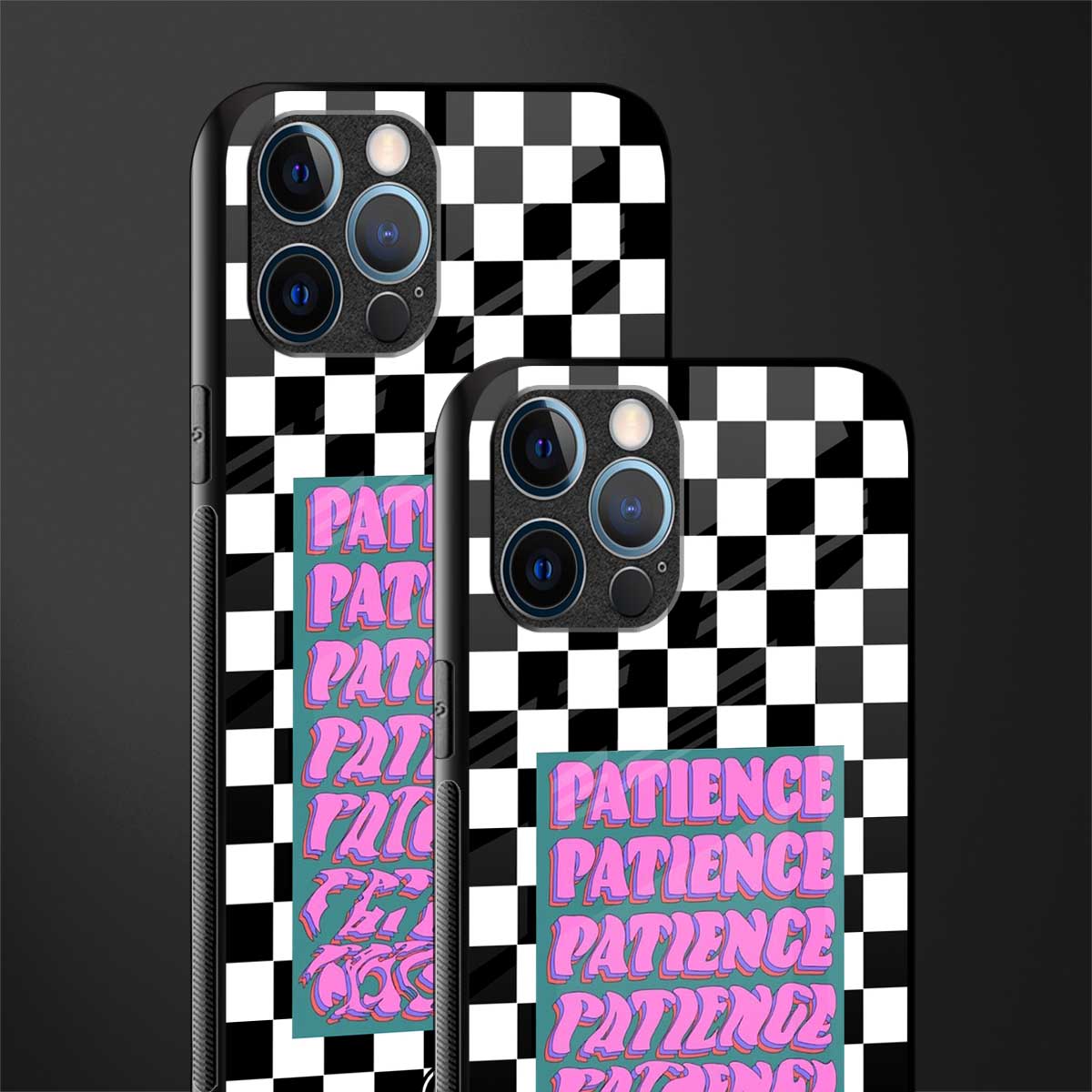 patience checkered glass case for iphone 12 pro max image-2