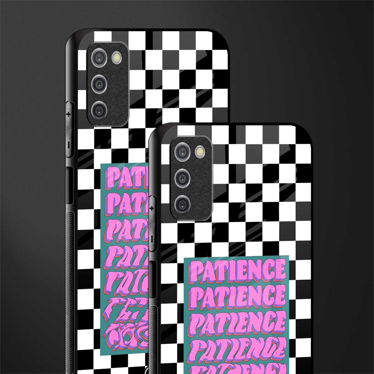 patience checkered glass case for samsung galaxy a03s image-2
