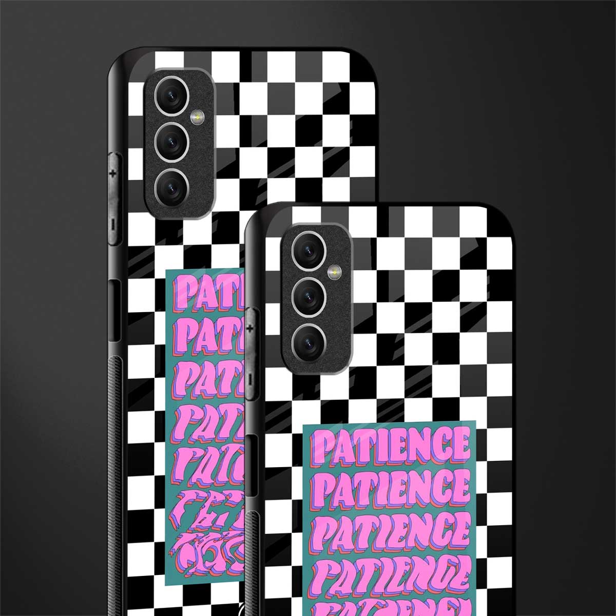 patience checkered glass case for samsung galaxy m52 5g image-2