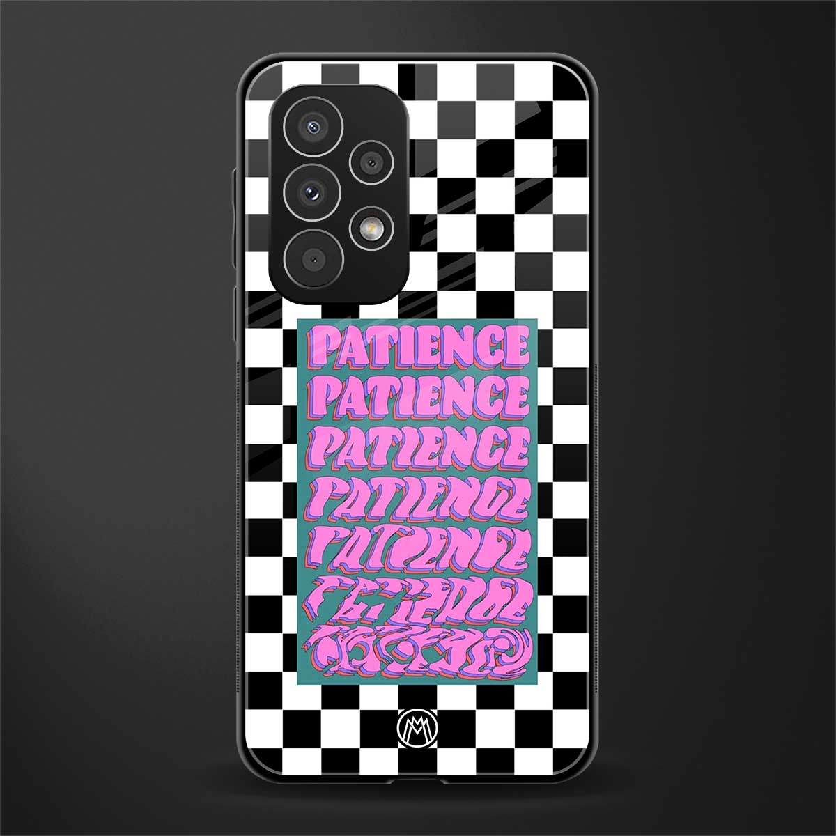 patience checkered back phone cover | glass case for samsung galaxy a53 5g