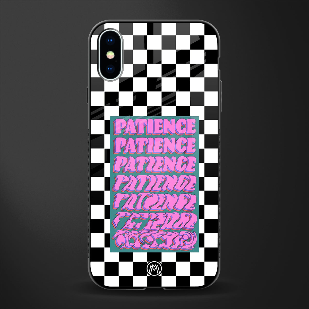 patience checkered glass case for iphone x image