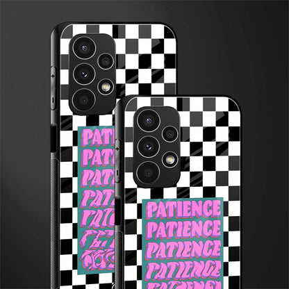 patience checkered back phone cover | glass case for samsung galaxy a13 4g