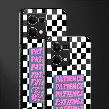 patience checkered back phone cover | glass case for oppo f21 pro 4g