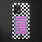 patience checkered back phone cover | glass case for oppo f21 pro 4g