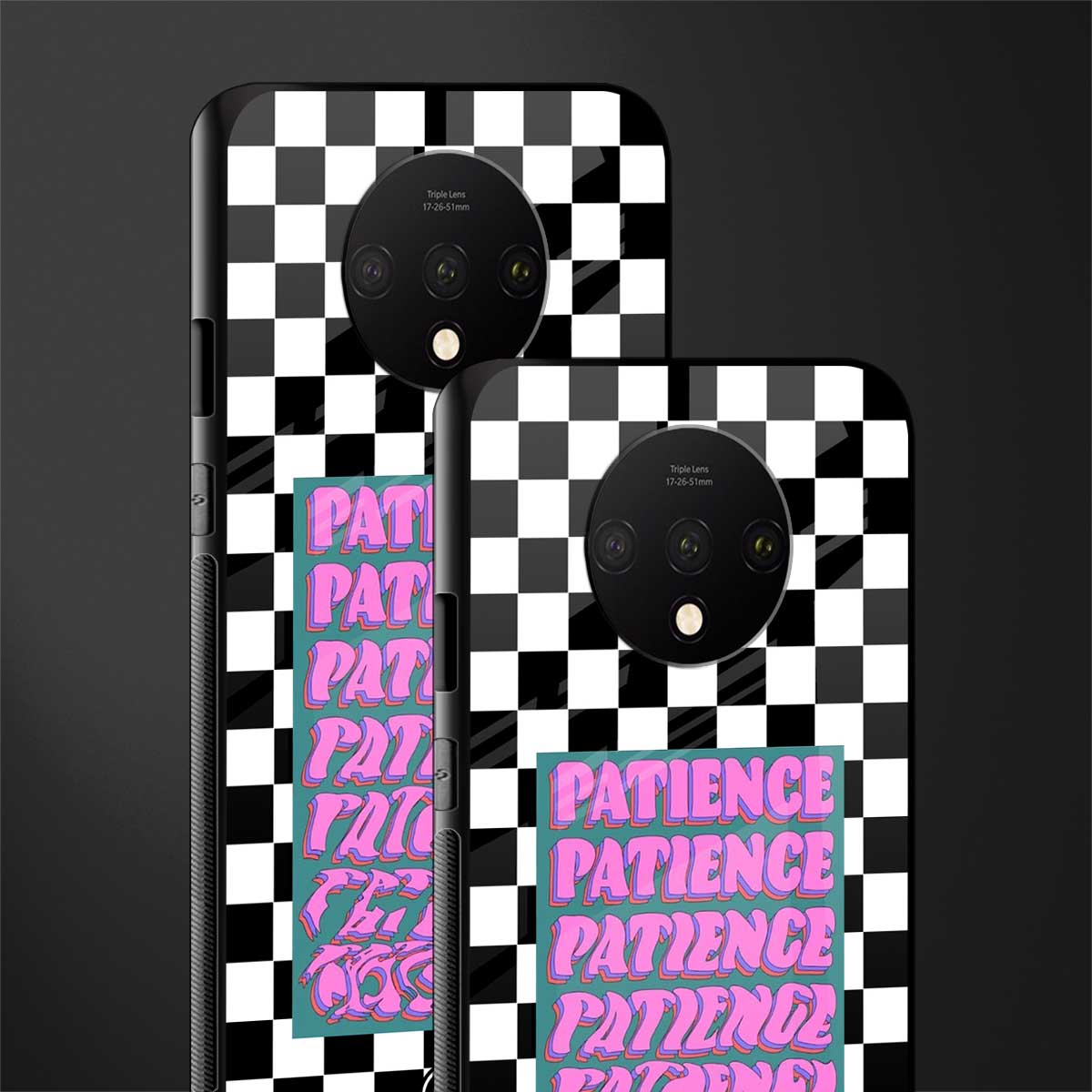patience checkered glass case for oneplus 7t image-2