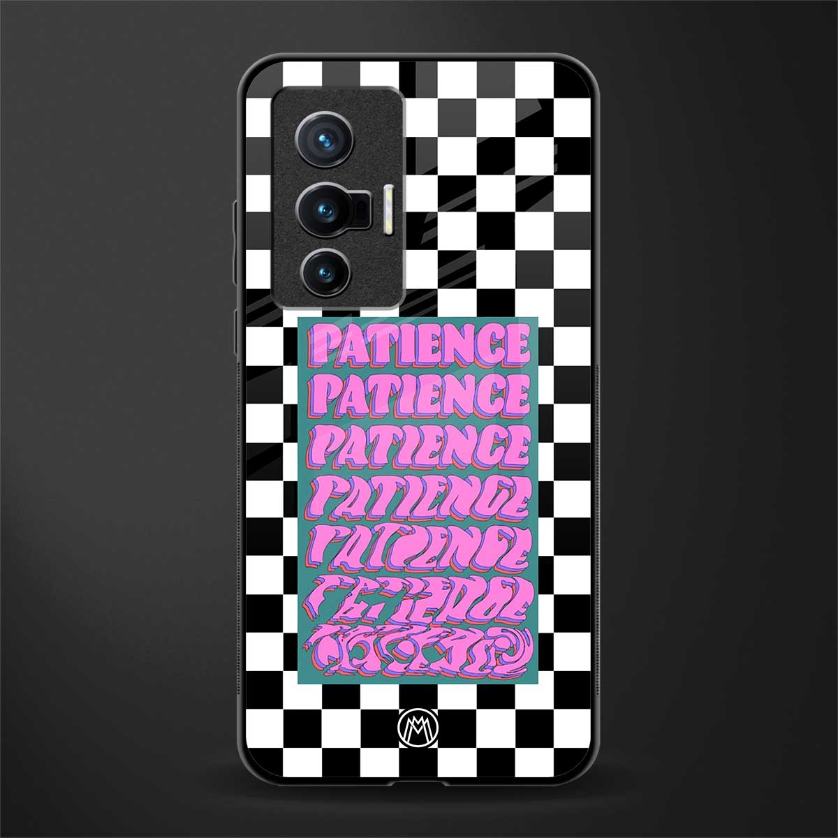 patience checkered glass case for vivo x70 image