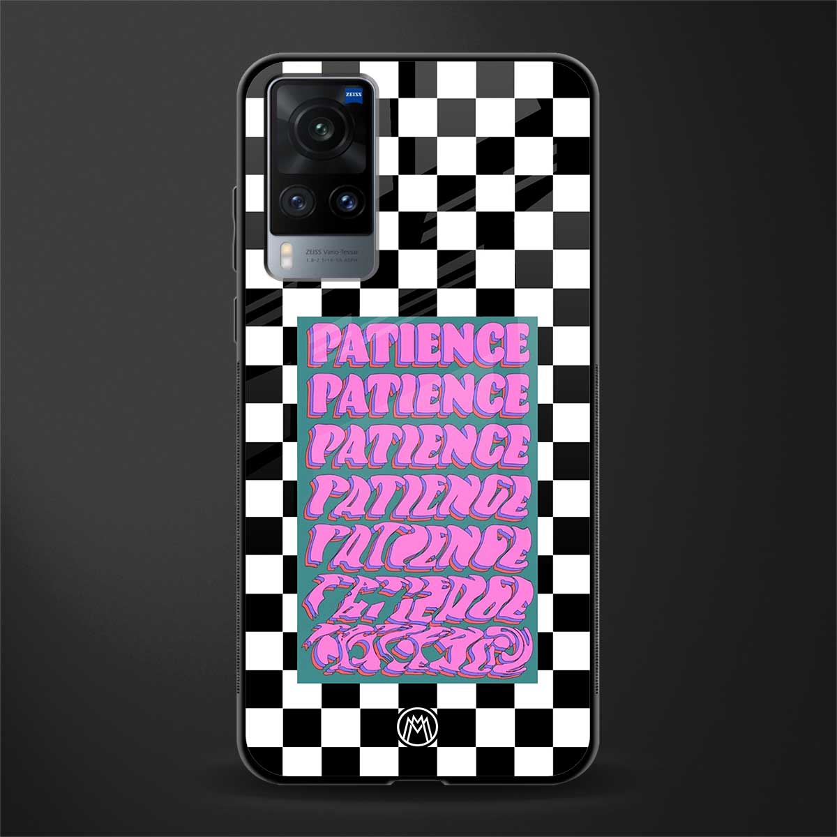 patience checkered glass case for vivo x60 image