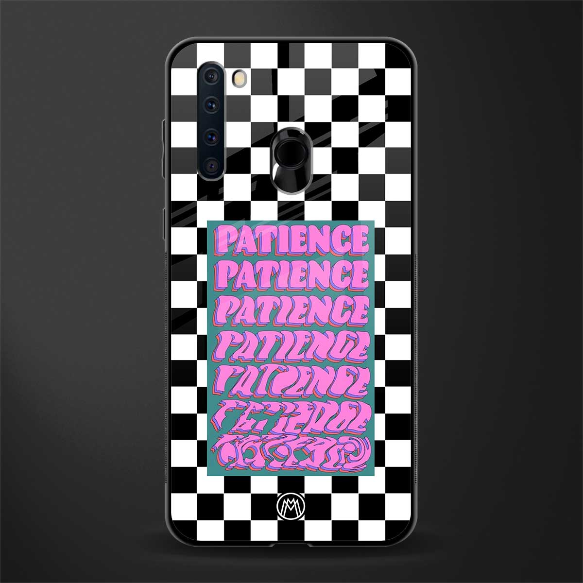 patience checkered glass case for samsung a21 image