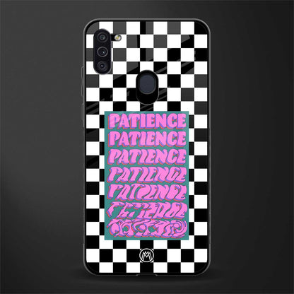 patience checkered glass case for samsung galaxy m11 image