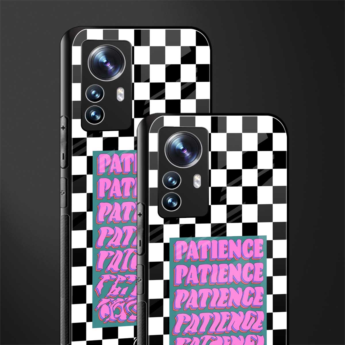 patience checkered back phone cover | glass case for xiaomi 12 pro