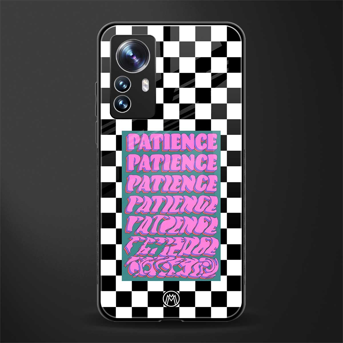 patience checkered back phone cover | glass case for xiaomi 12 pro
