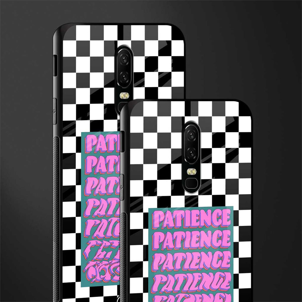 patience checkered glass case for oneplus 6 image-2