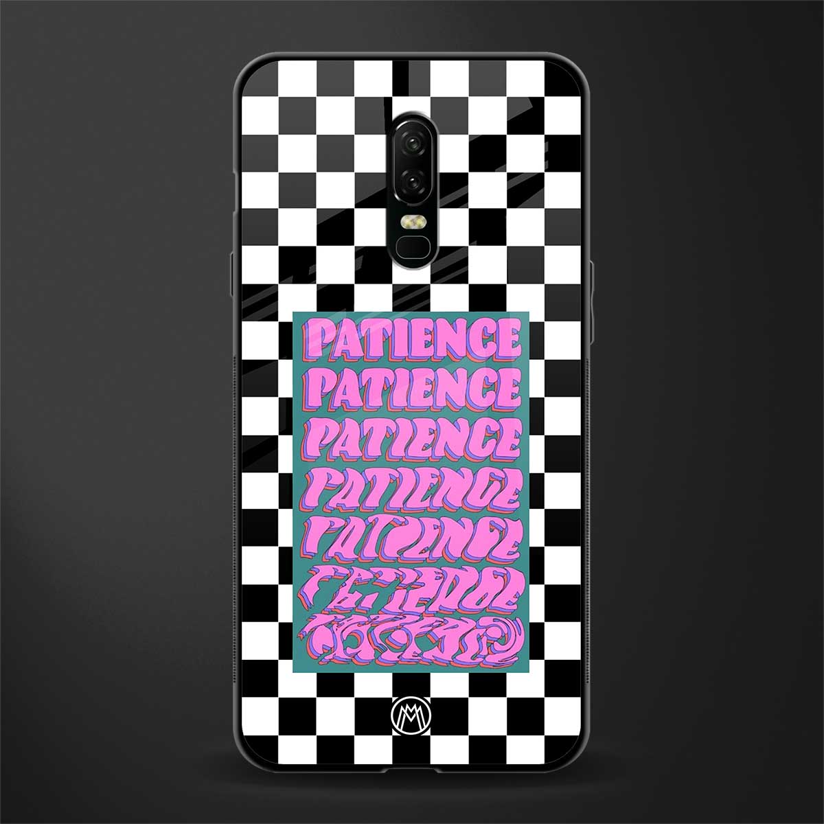 patience checkered glass case for oneplus 6 image