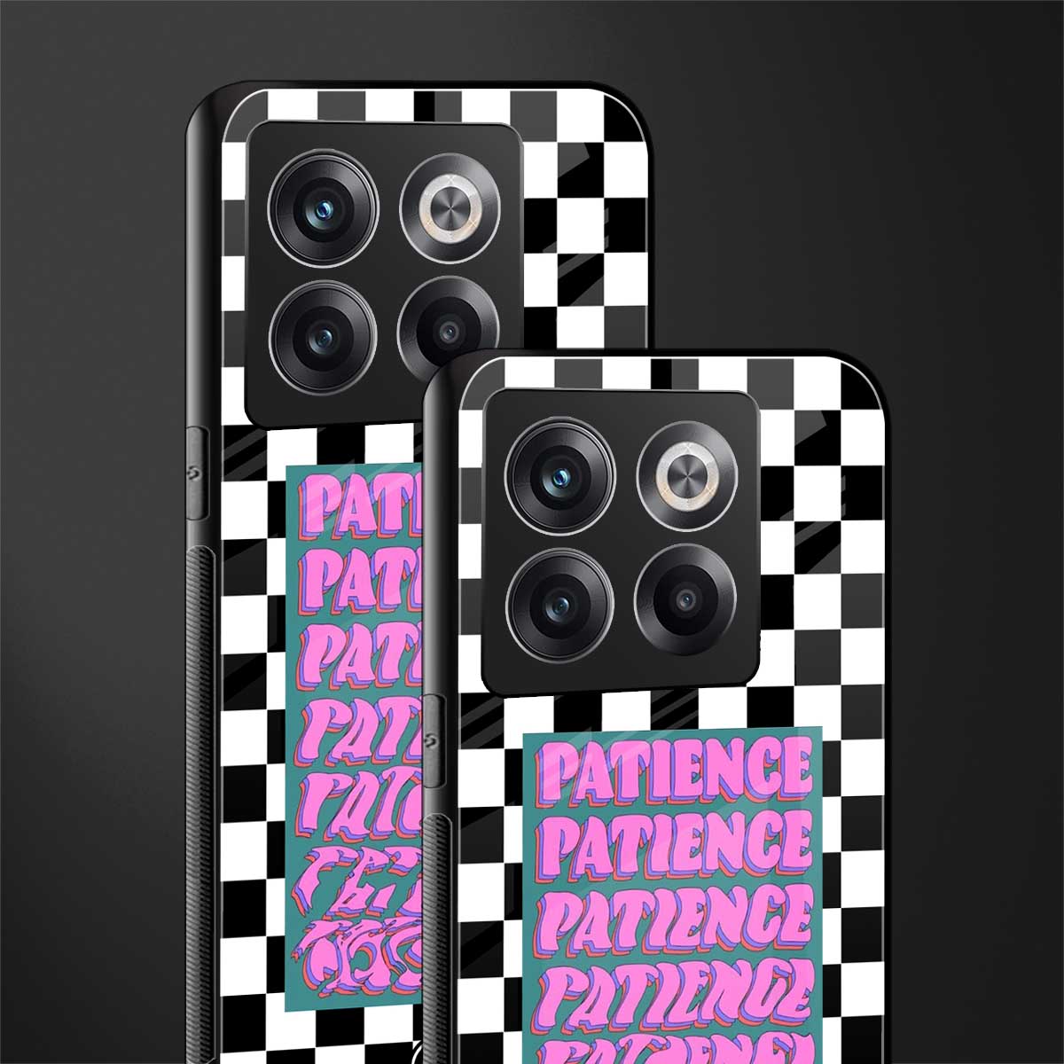 patience checkered back phone cover | glass case for oneplus 10t