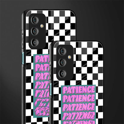 patience checkered back phone cover | glass case for samsung galaxy f23 5g