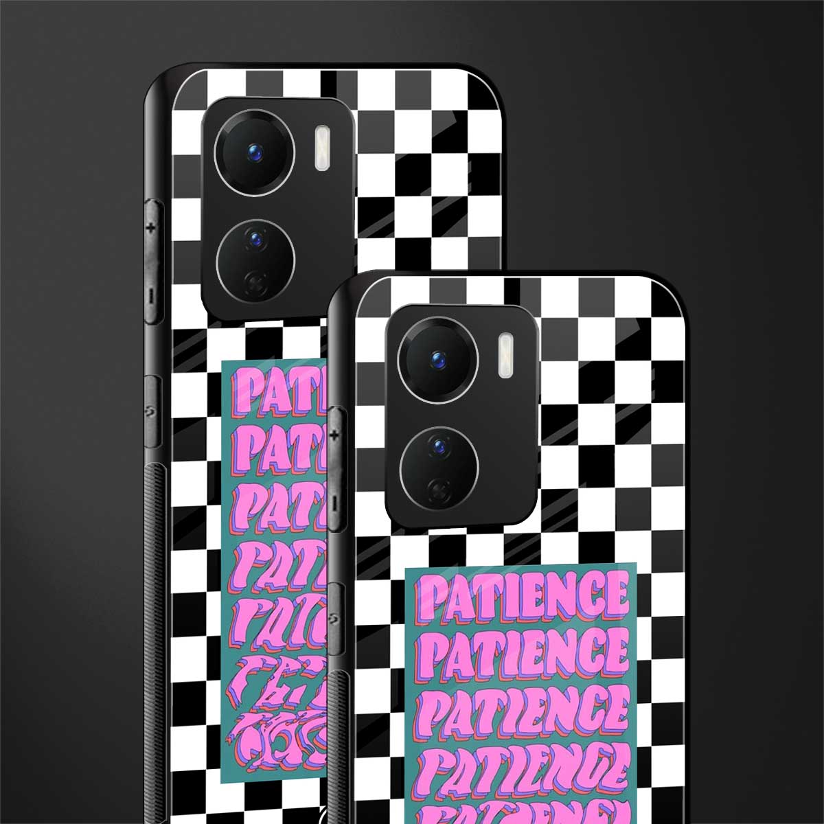 patience checkered back phone cover | glass case for vivo y16