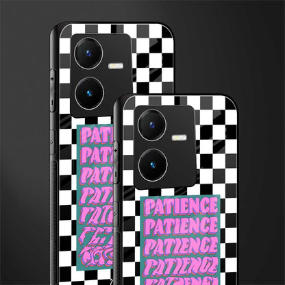 patience checkered back phone cover | glass case for vivo y22