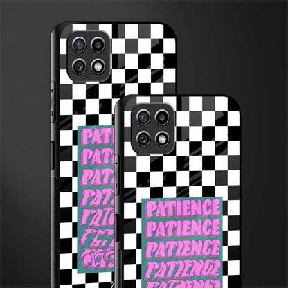 patience checkered back phone cover | glass case for samsung galaxy f42