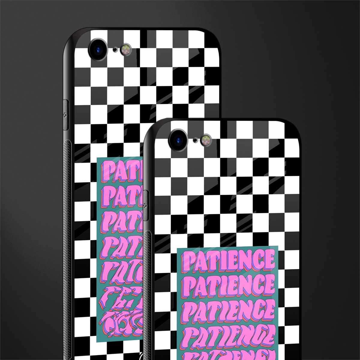 patience checkered glass case for iphone 7 image-2