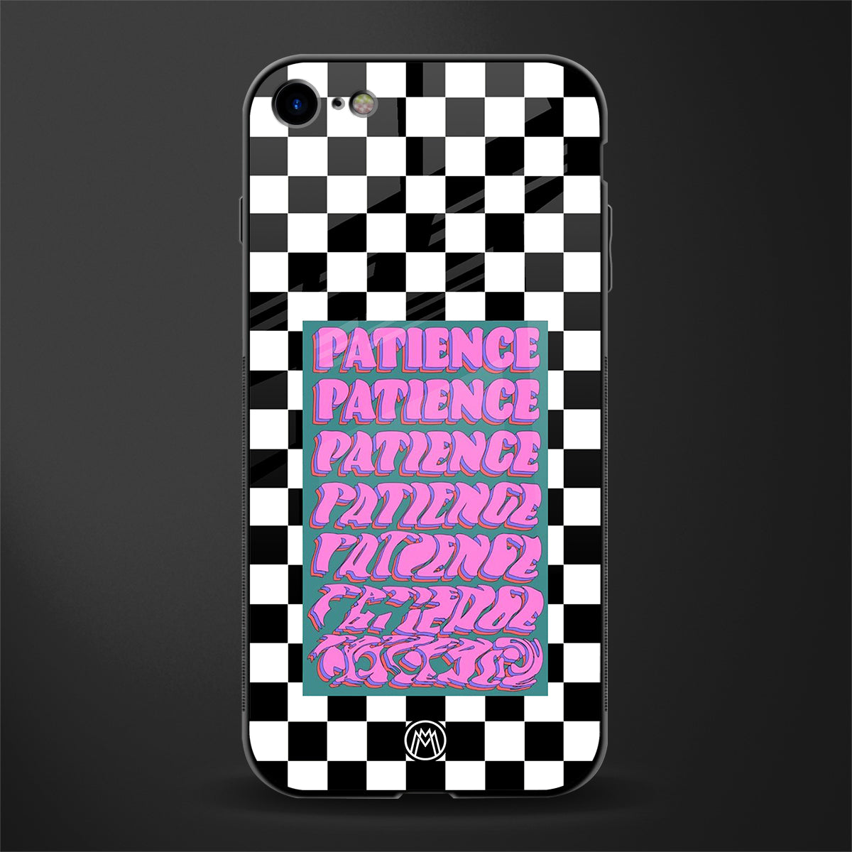 patience checkered glass case for iphone se 2020 image