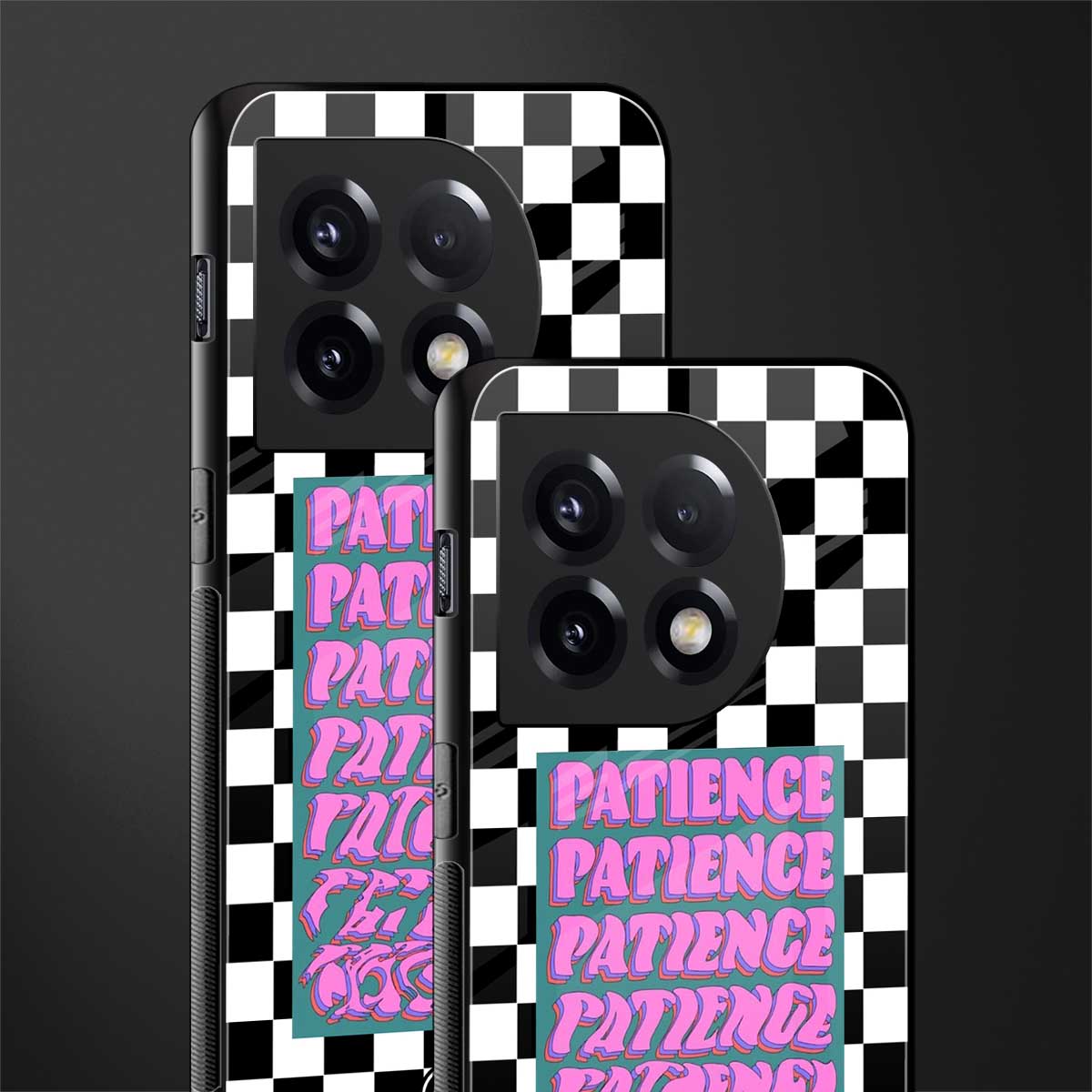 patience checkered back phone cover | glass case for oneplus 11