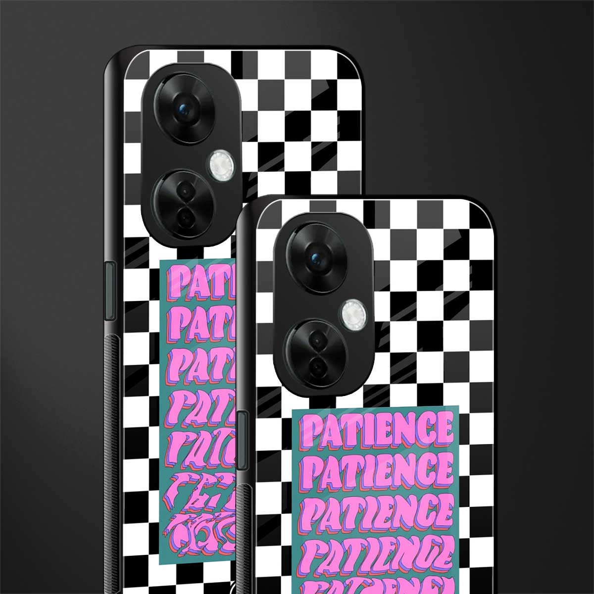 patience checkered back phone cover | glass case for oneplus nord ce 3 lite