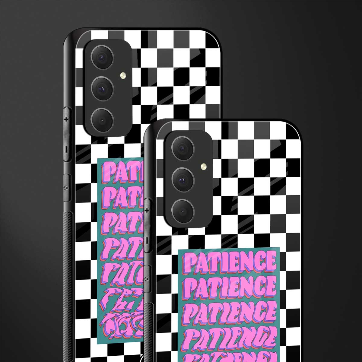 patience checkered back phone cover | glass case for samsung galaxy a54 5g