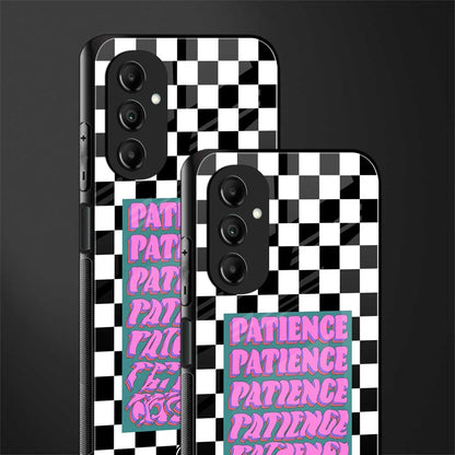 patience checkered back phone cover | glass case for samsung galaxy a14 5g