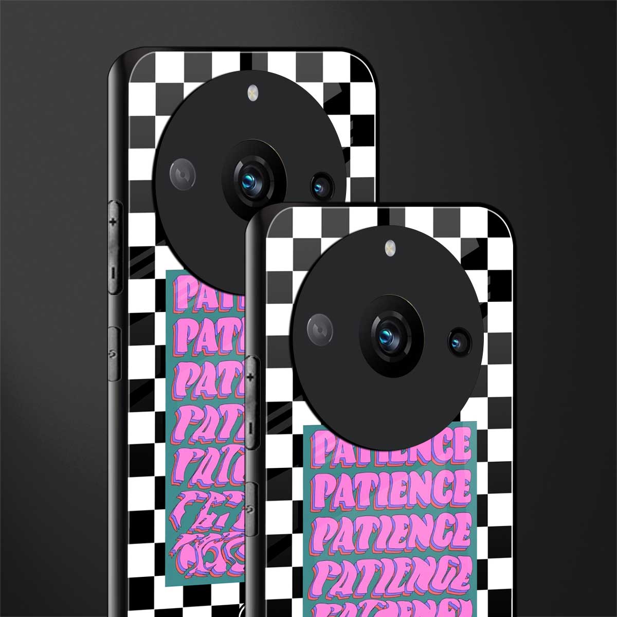 patience checkered back phone cover | glass case for realme 11 pro 5g